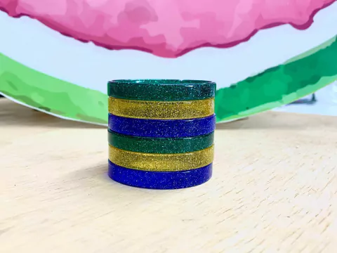 Pulseiras em Acrílico: Sexteto Purpurinada cores do Brasil (tamanho tradicional)