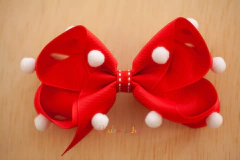 Linha Escolar: Laço G com mini pompons: vermelho - comprar online