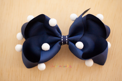 Linha Escolar: Laço G com mini pompons: azul - comprar online