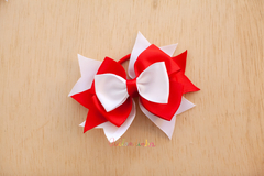 Linha Escolar: Elástico bicolor vermelho e branco