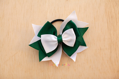 Linha Escolar: Elástico bicolor verde e branco