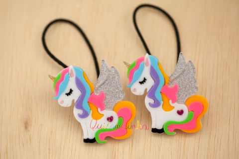 Elásticos: Par Acrílico Unicórnio Colors