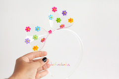 Tiara em acrílico: Laço G Flores - comprar online