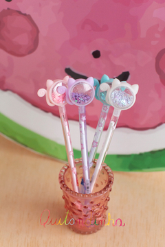 Caneta Gatinho com mini lantejoula - Quitandinha Baby