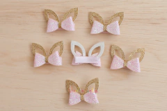 Laço: Orelhinhas de Coelhos rosa com dourado na internet