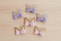 Laço: Orelhinhas de Coelhos rosa com dourado - Quitandinha Baby