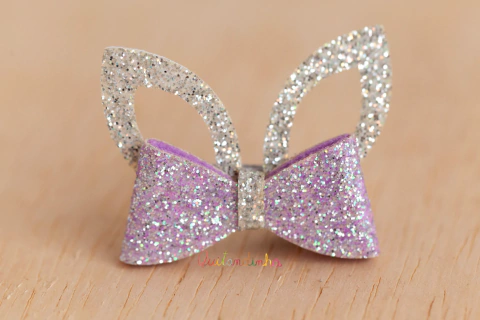 Laço: Orelhinhas de Coelhos lilás com prata