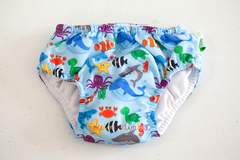 Fralda de piscina reutilizável Fundo do mar - 12 meses