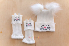 Kit gatinho cru: gorro + polainas fofas orelhinhas - loja online