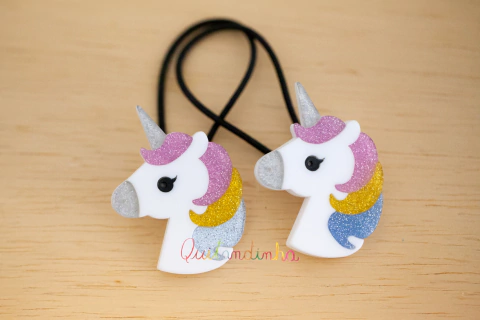 Elásticos: Par Acrílico Unicórnio