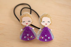 Elásticos: Par Acrílico Princesa Elsa Nova