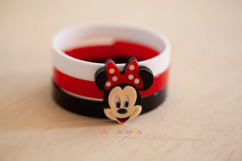 Pulseiras em Acrílico: Trio Minnie