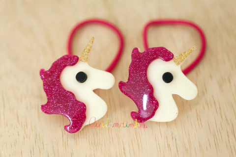 Elásticos: Par Unicórnios em Acrílico (várias cores) - PROMO