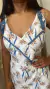 Vestido Off White com Estampa de Flores Marrom e Azuis - comprar online
