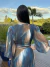 Vestido Envelope Estampado Azul e Marrom - loja online