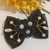 Laço G Flores Preto Organza Luxo - artpetlacos
