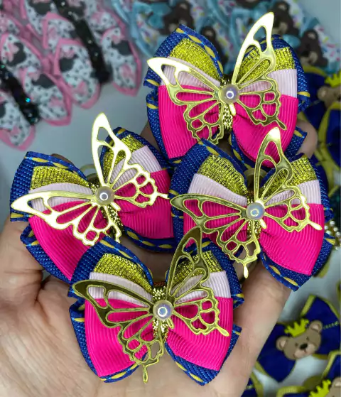 Par de Laço M Borboleta Dourada