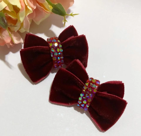 Par de Laço M Veludo Marsala