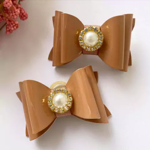 Par de Laço M Caramelo Brilho