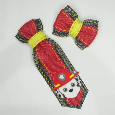 Conjunto Gravata e Laço Cachorro Bombeiro