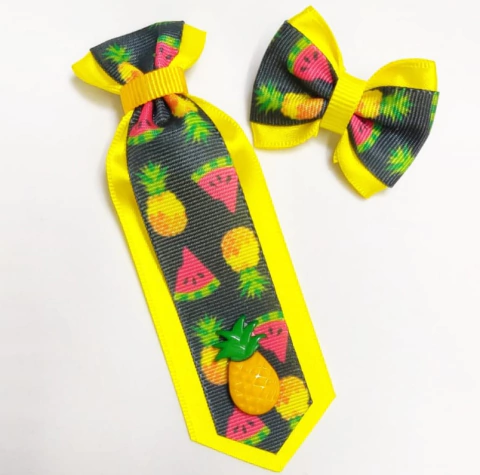 Conjunto Gravata e Laço Abacaxi