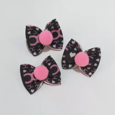 Trio de Lacinhos Preto e Pompom