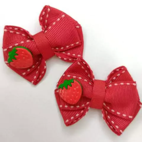 Par de Laço M Vermelho Morango