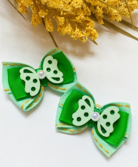 Laço M Borboleta Verde - 10 unidades