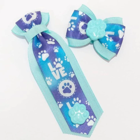 Conjunto Gravata e Laço M Patinha Azul