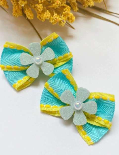 Laço M Verde Água Flor - 10 unidades