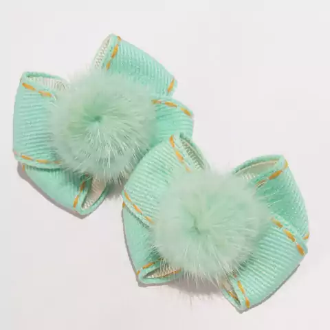 Laço M Jeans Verde Com Pompom