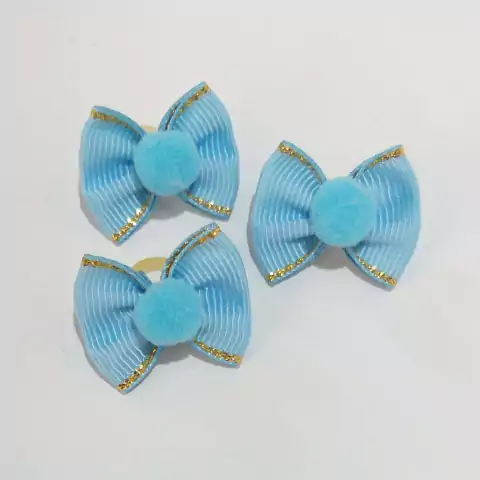 Trio de Lacinhos Azul e Dourado