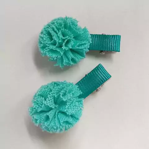 Par de Pompom Verde Agua bico de pato