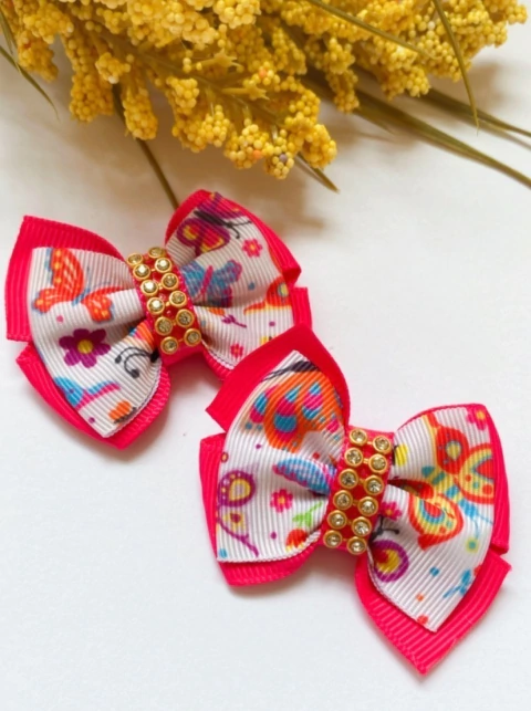 Laço M Borboleta Colorida - 10 unidades