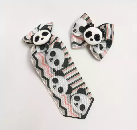 Conjunto Gravata e Laço Panda
