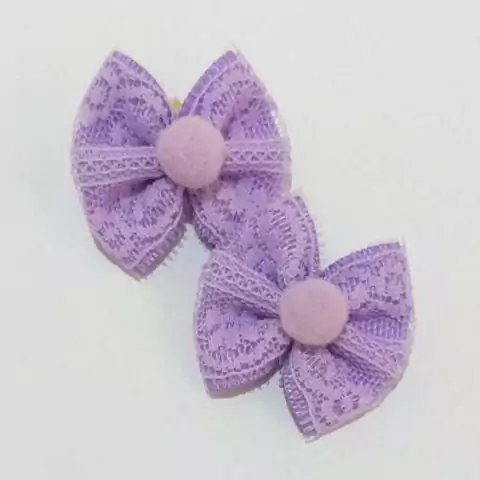 Laço P Lilás Renda e Pompom