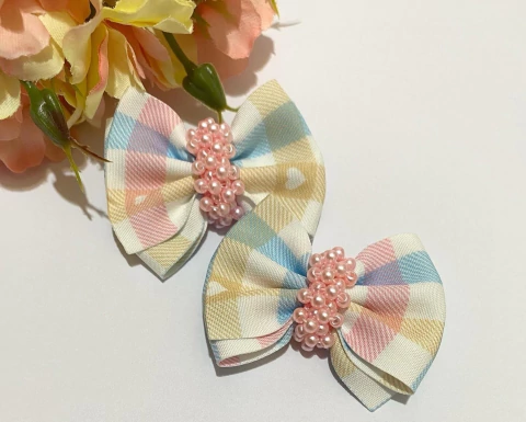 Par de Laço M Xadrez Candy Coração