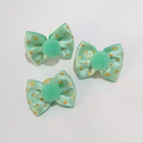 Trio de Lacinhos Verde e Poá Dourado