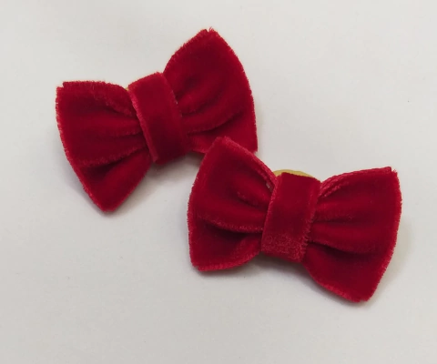 Par de Laço P Veludo Vermelho