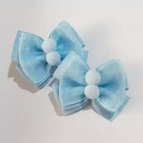 Laço M Organza Azul Bebê