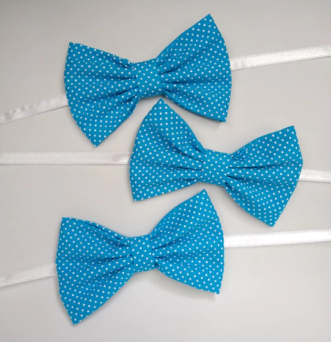 Gravata Borboleta Poá Azul