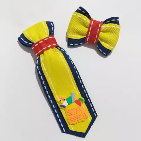 Conjunto Gravata e Laço Mochila Escolar