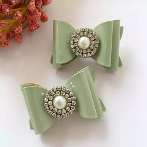 Par de Laço M Verde Brilho