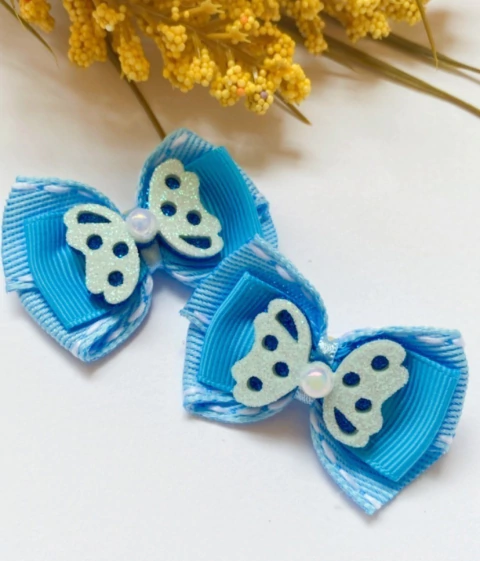 Laço M Borboleta Azul - 10 unidades