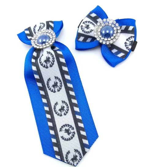 Conjunto Gravata e Laço Azul e Preto Grife