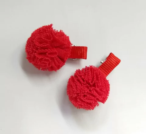 Par de Pompom Vermelho bico de pato