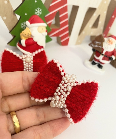 Par de Laço M Natal Perolado