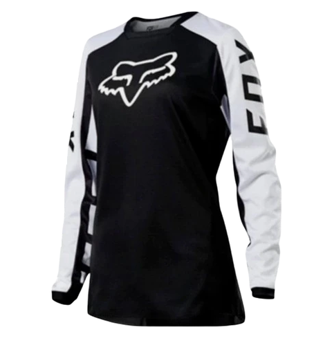 Jersey Fox 180 Djet para mujer, ideal para motocross y BMX. Diseño ergonómico, transpirable y resistente para máximo rendimiento en la pista.
