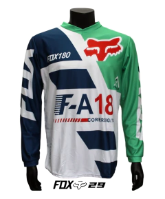 Jersey FOX 180 2018 color verde blanco y negro para motocross y BMX

