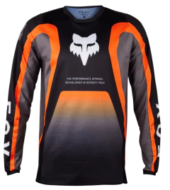 Camiseta técnica de motocross Fox Racing 180 Ballast en color negro, naranja y gris , diseñada para alto rendimiento y comodidad en el trail
